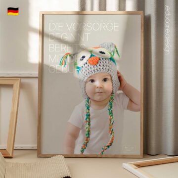 Preventive care poster featuring baby photograph promoting preventive healthcare from birth