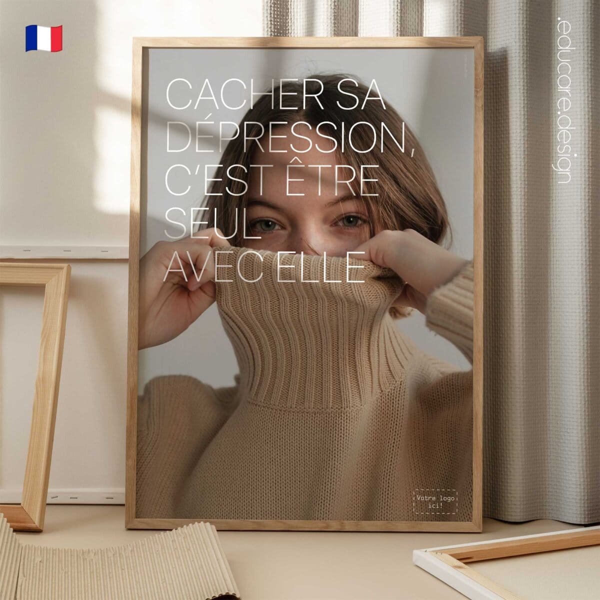 Smiling Depression Poster – Mental Health Awareness Art for Clinics