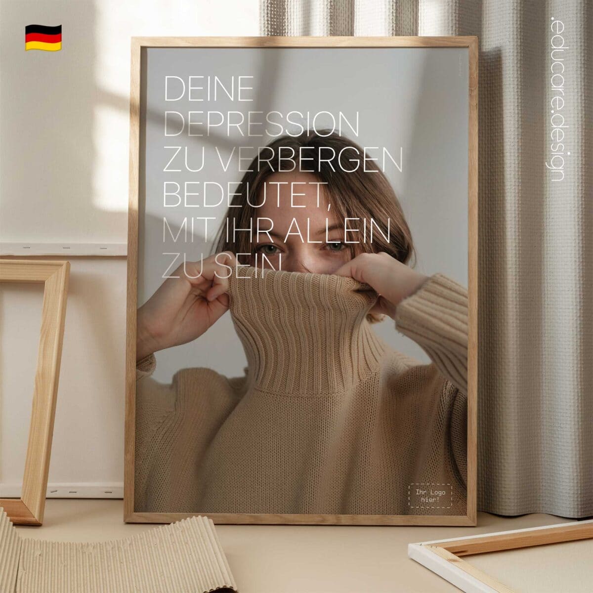 Smiling Depression Poster – Mental Health Awareness Art for Clinics