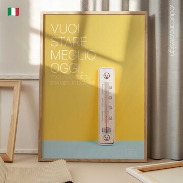 Stay Better preventive healthcare poster with wellbeing thermometer illustrating transition from discomfort to wellbeing in modern clinics.