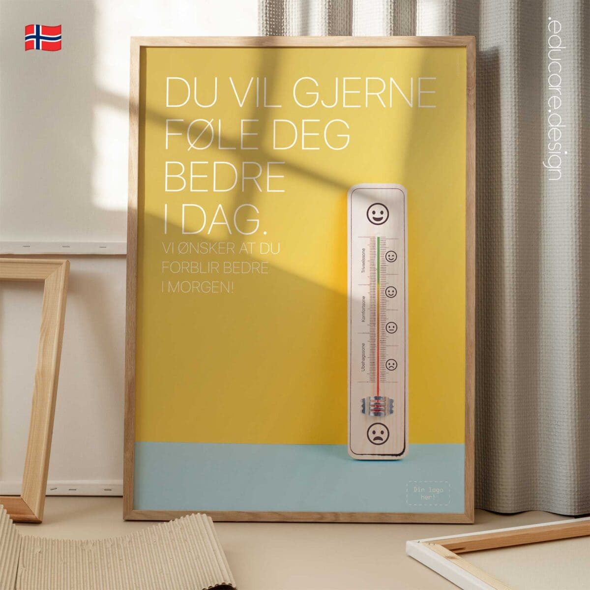 Stay Better preventive healthcare poster with wellbeing thermometer illustrating transition from discomfort to wellbeing in modern clinics.