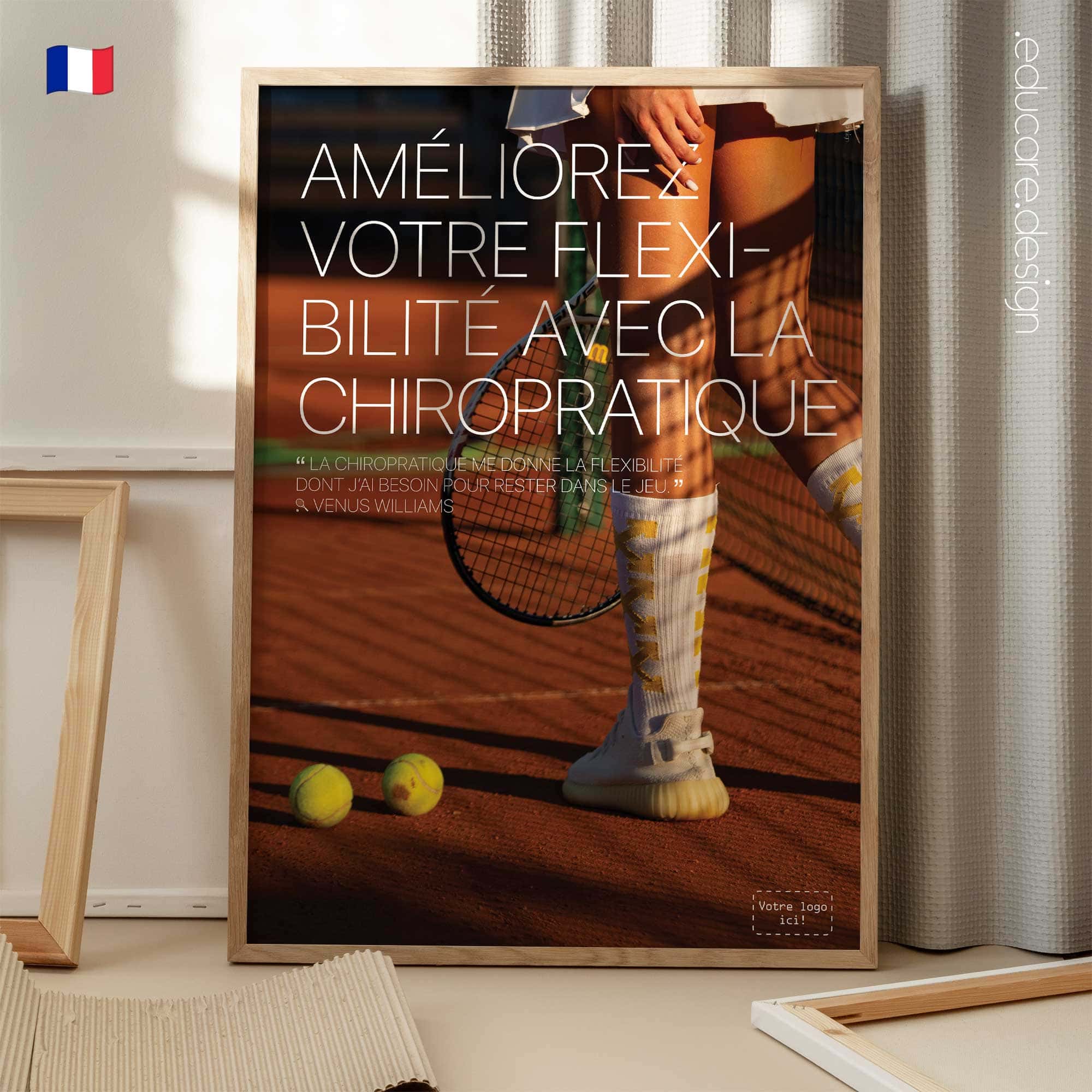 Tennis et Chiropraxie planche anatomique pour cabinets et cliniques