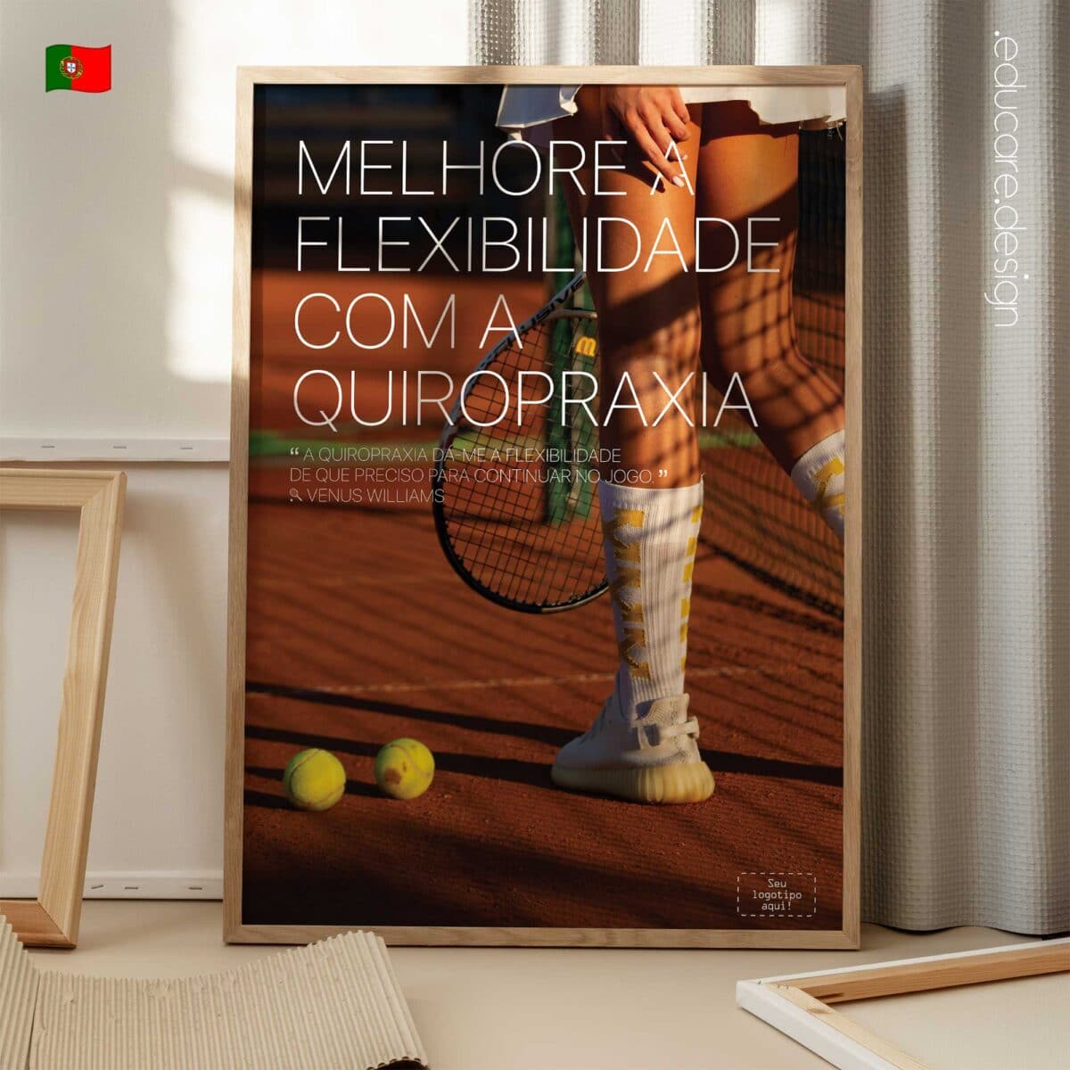 Modern chiropractic poster featuring a quote from Venus Williams about flexibility and chiropractic care.