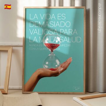 Modern chiropractic poster reminding patients that it’s never too late to prioritise their health.