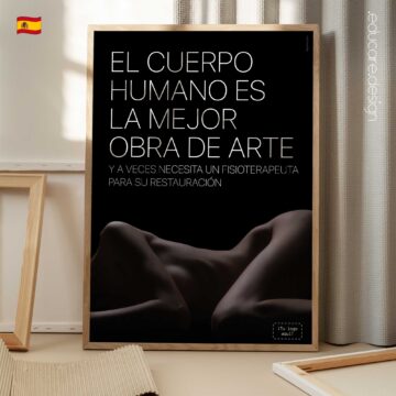 Minimalist physiotherapy poster celebrating the human body as a work of art.