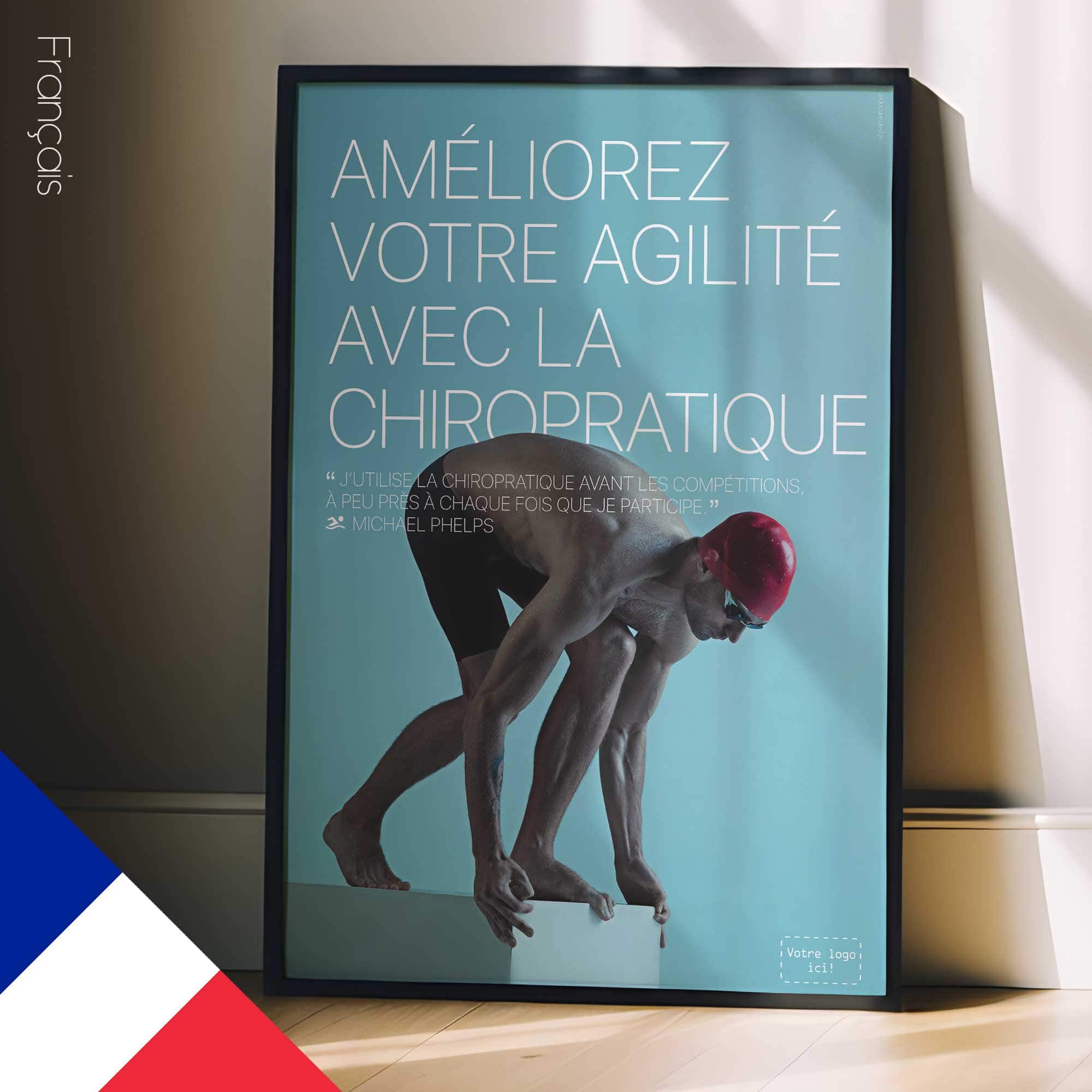 Nuoto e chiropratica. Poster sportivo da educare.design