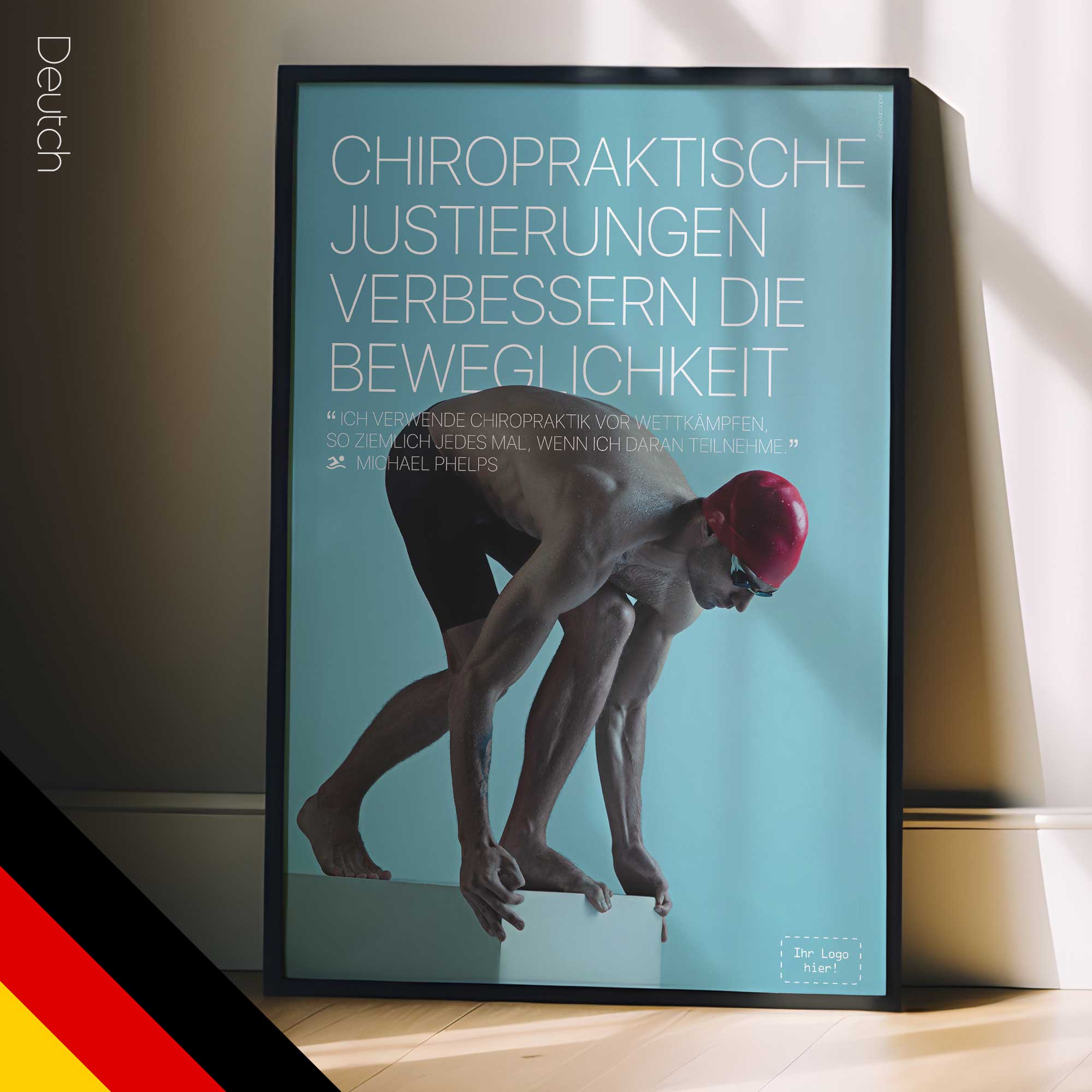 Nuoto e chiropratica. Poster sportivo da educare.design