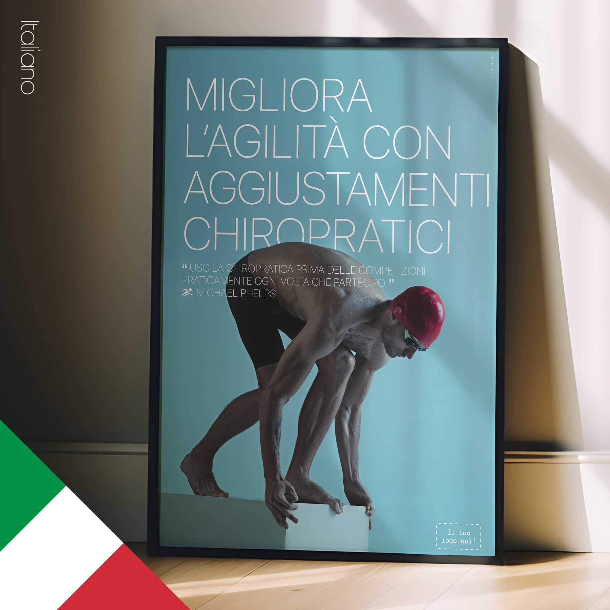 Nuoto e chiropratica. Poster sportivo da educare.design