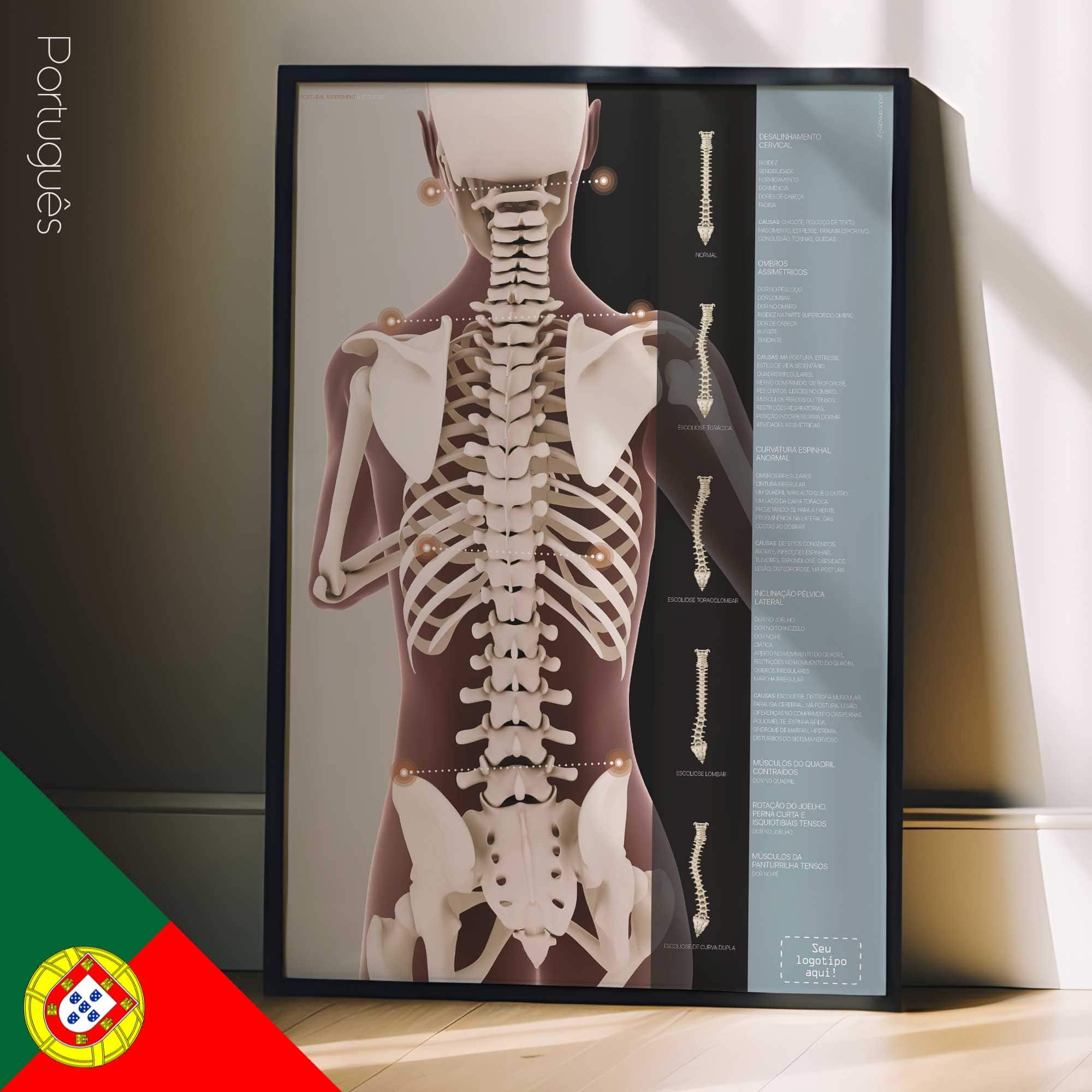 Postural Assessment and Scoliosis. Anatomy and physiology artwork from educare.design