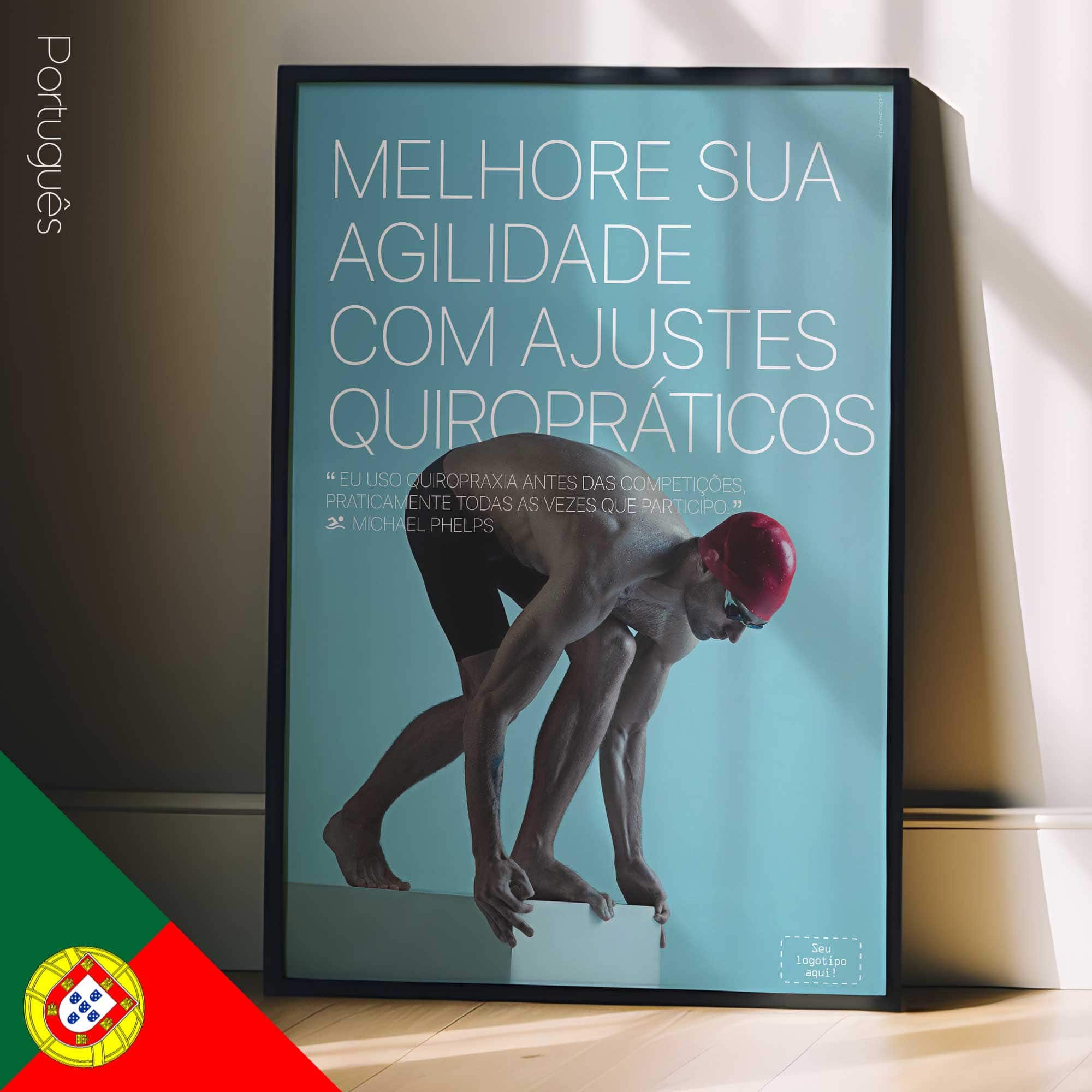 Nuoto e chiropratica. Poster sportivo da educare.design