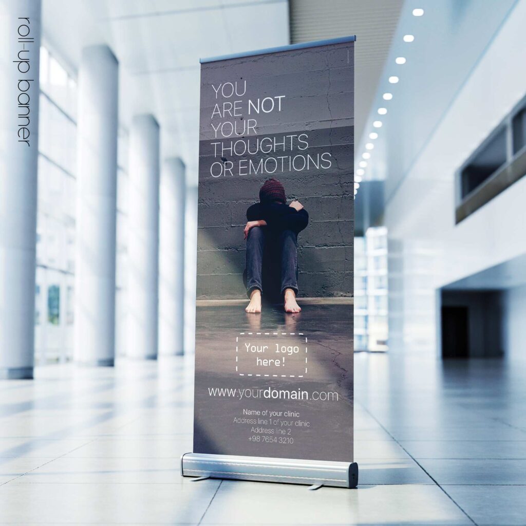 You are not your thoughts or emotions. Mental Health rollup banner from educare.design