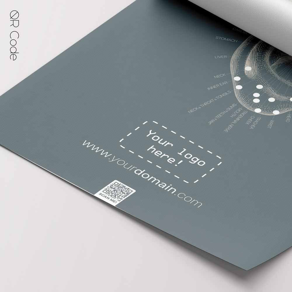 Reflexology Chart, Ear. Vintage anatomy with QR Code