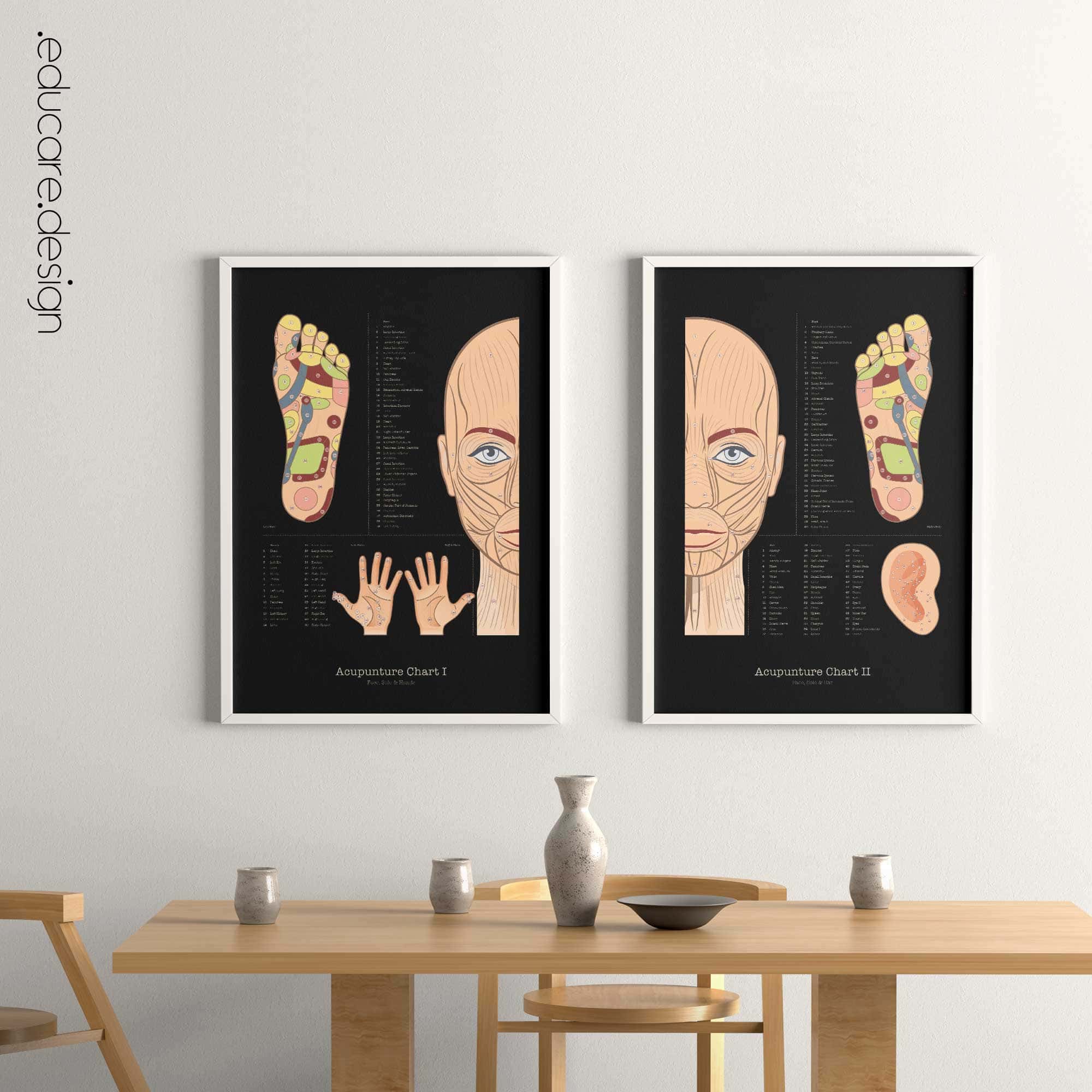 Acupuncture Chart Set, Black Edition