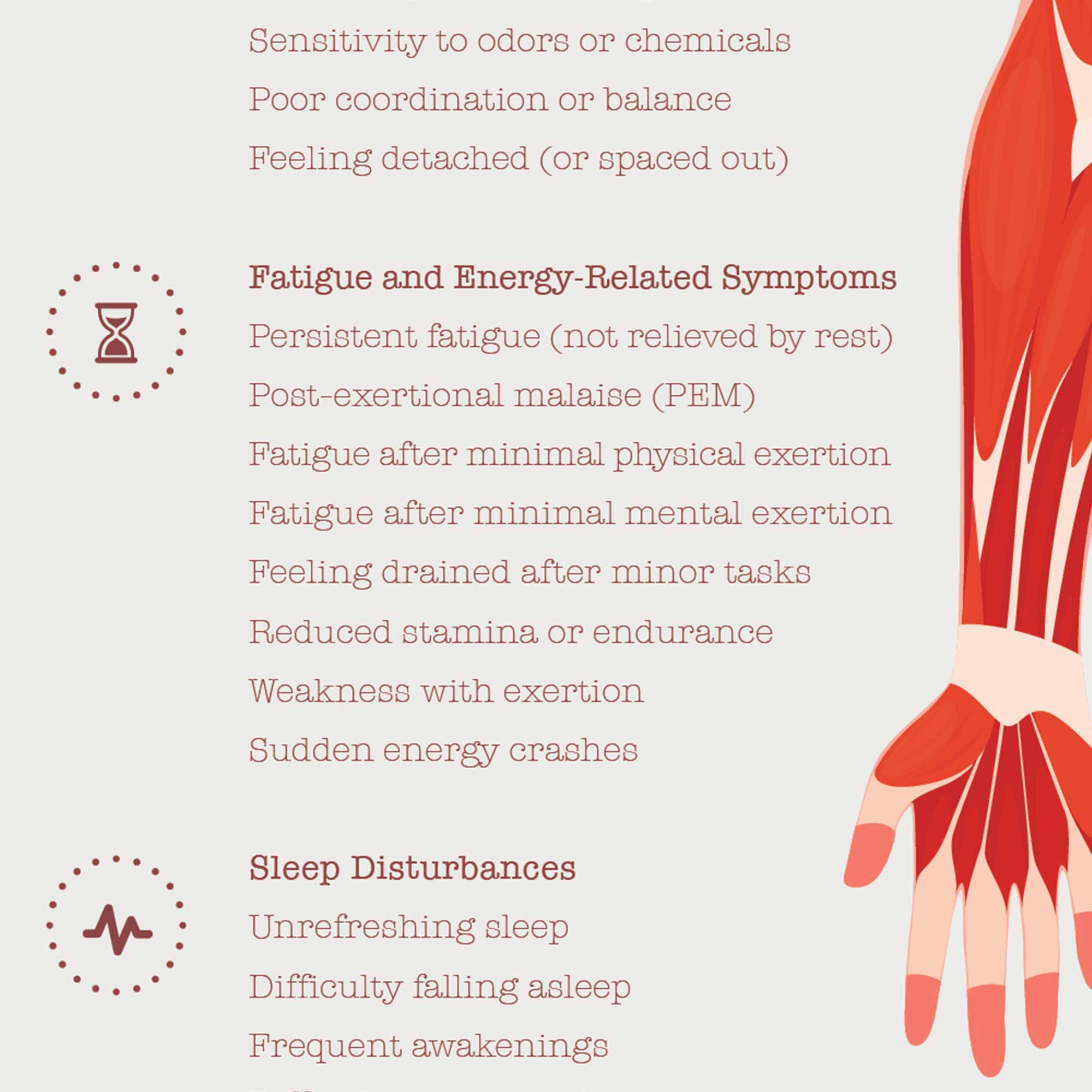 Chronic Fatigue Sindrome chart with Diagnostic Check, Common Symptoms & Risk Factors
