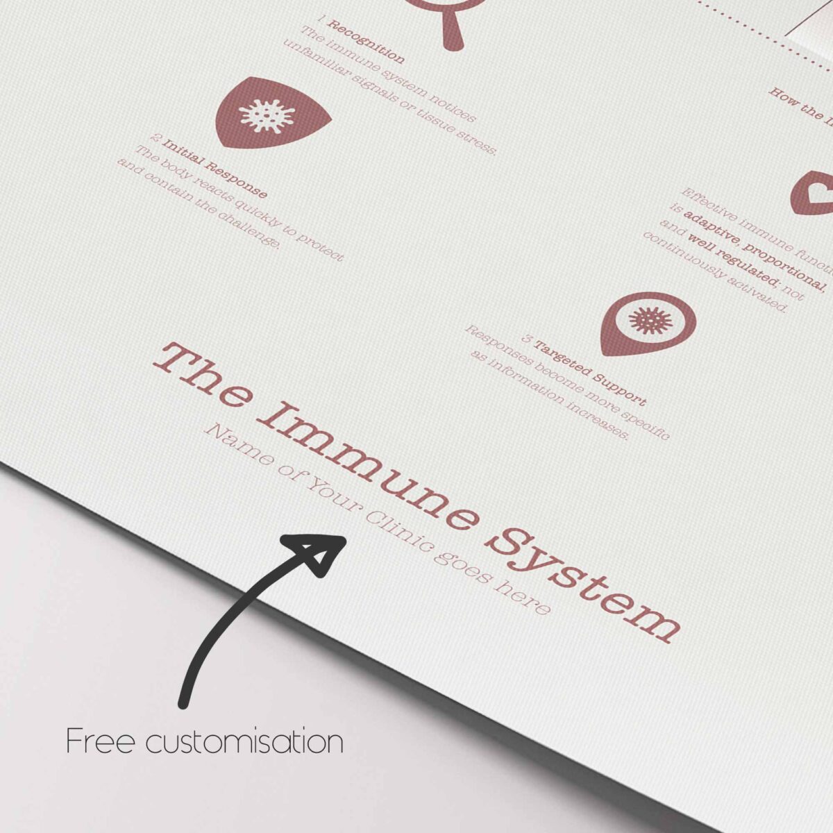 Immune system anatomy and immune response chart showing structure, response, and regulation for patient education.