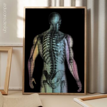 The Radiant Man pastel anatomy pop art print with posterior body and spine