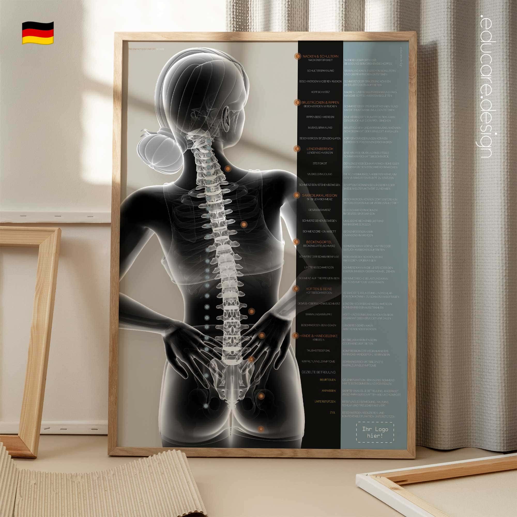 Schwangerschaftsbeschwerden und Betreuung Anatomie-Chart für Praxen und Kliniken
